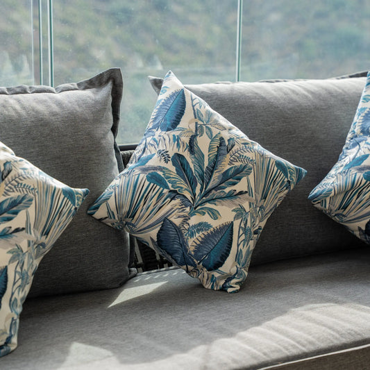 Funda de Cojín Hojas Azules Casa Guapa