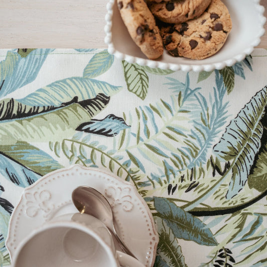 Set de Individuales Reversibles Hojas Verdes & Sicodélico Beige Casa Guapa