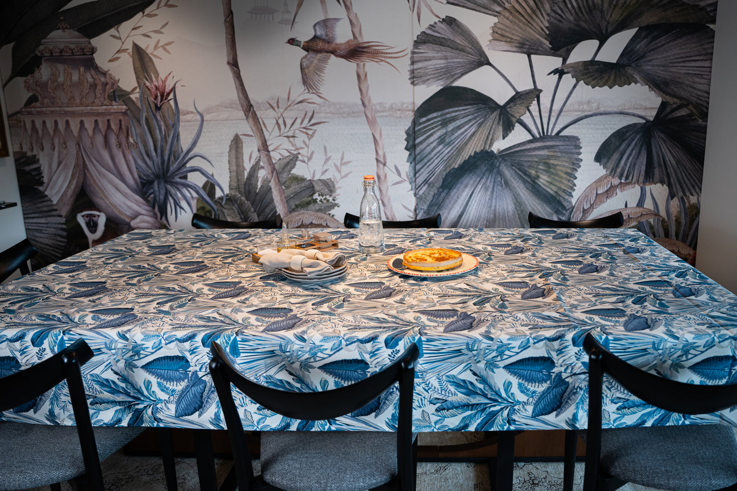 Mantel Hojas Azules | Antimanchas