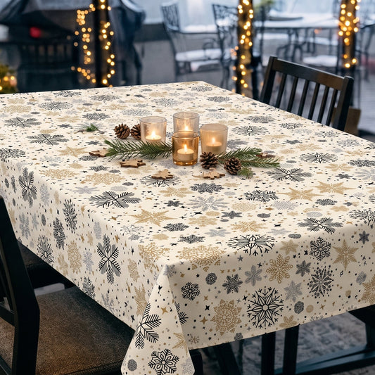 Mantel Navideño Estrellas Doradas | Antimanchas