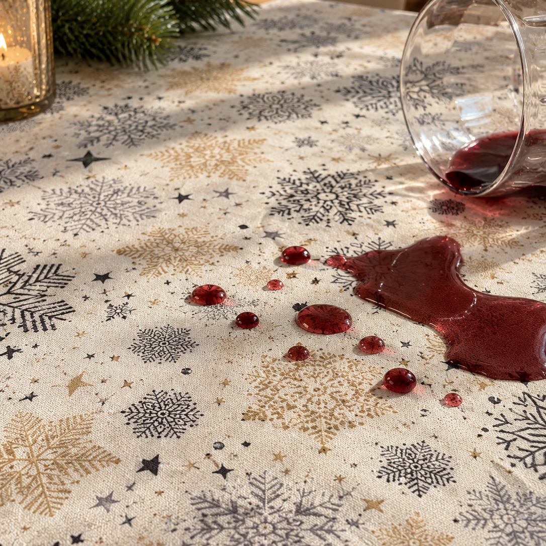 Mantel Navideño Estrellas Doradas | Antimanchas
