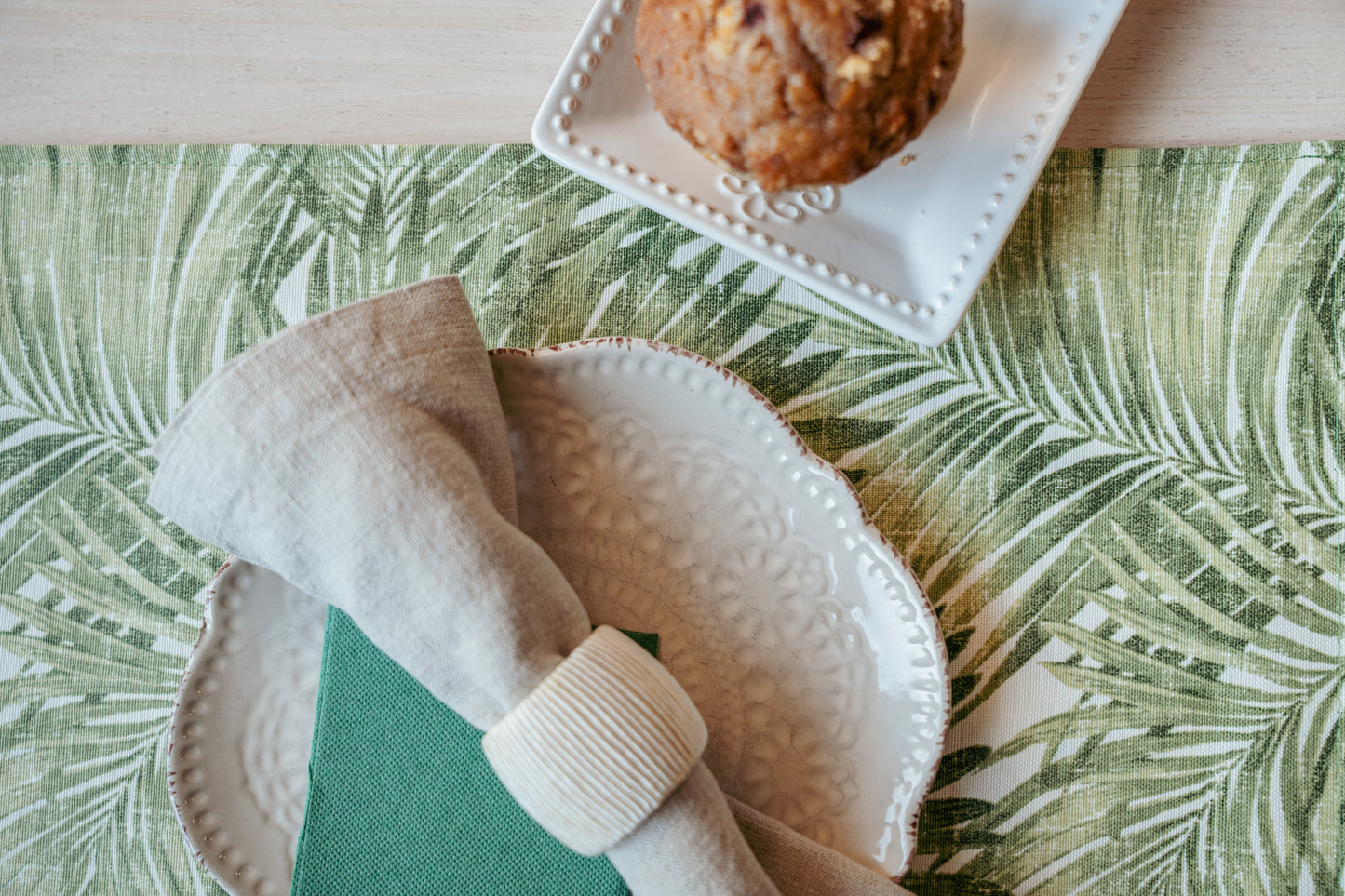 Set Individuales Reversibles Palmera Verde & Safari Rosado