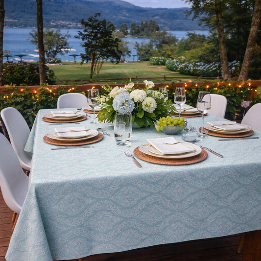 Mantel Rococó Celeste | Antimanchas