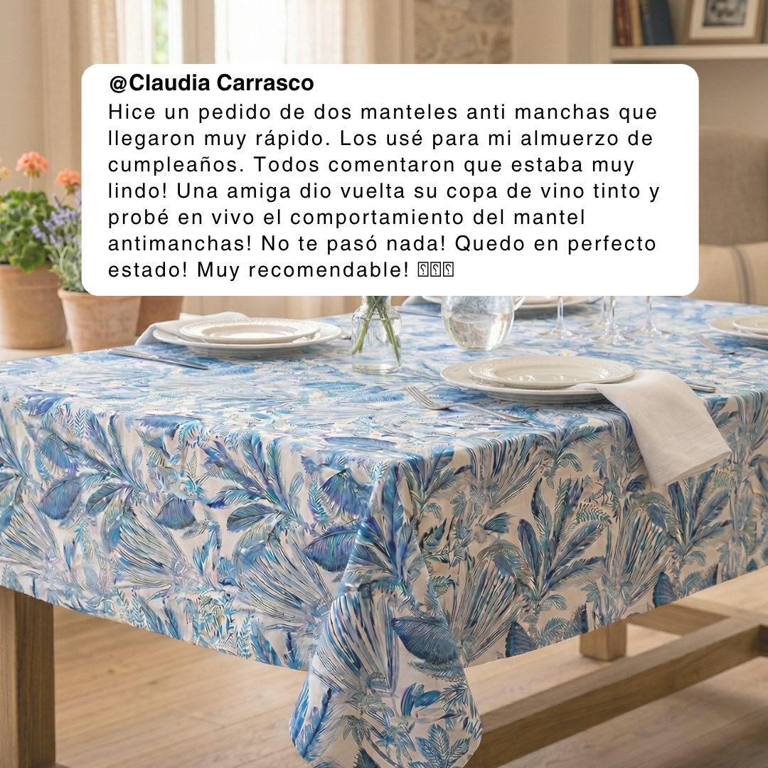 Mantel Hojas Azules | Antimanchas