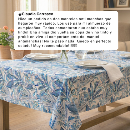 Mantel Hojas Azules | Antimanchas