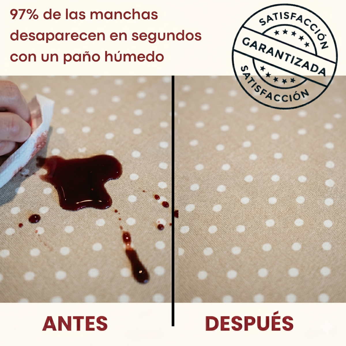 Mantel Puntos Beige | Antimanchas