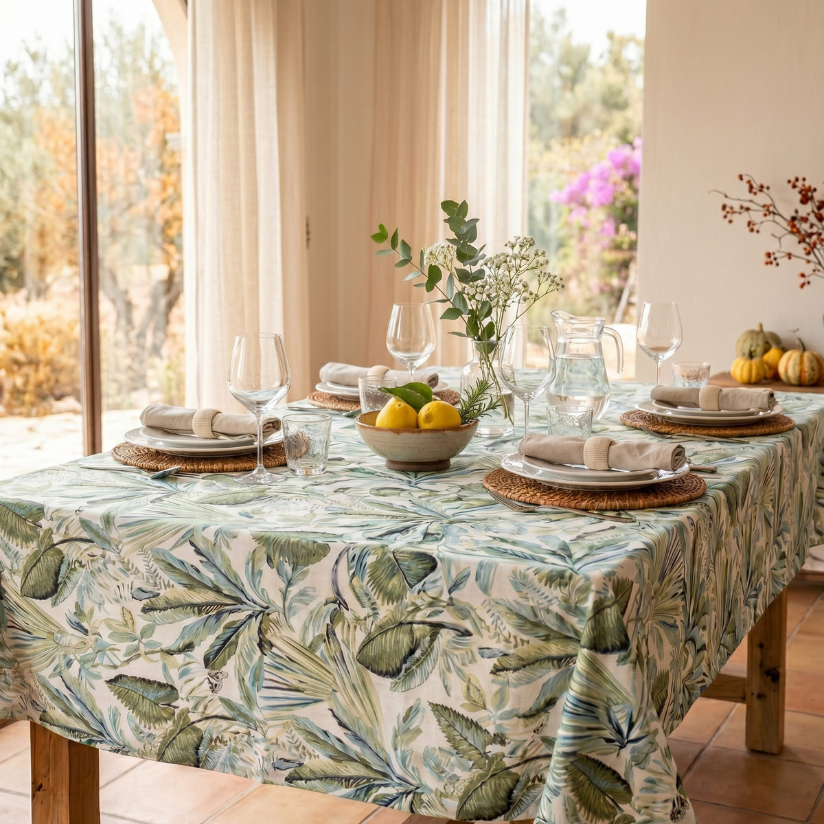 Mantel Hojas Verdes | Antimanchas