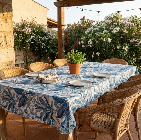Mantel Hojas Azules | Antimanchas