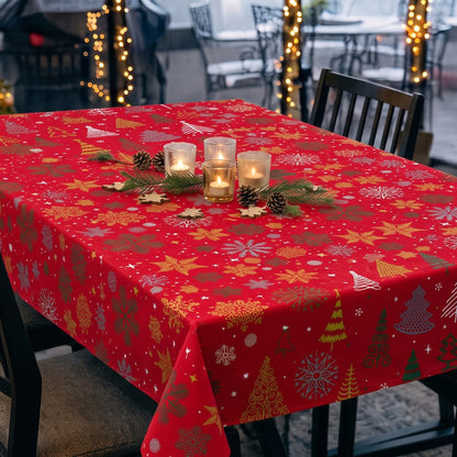 Mantel Árbol Navideño Rojo | Antimanchas