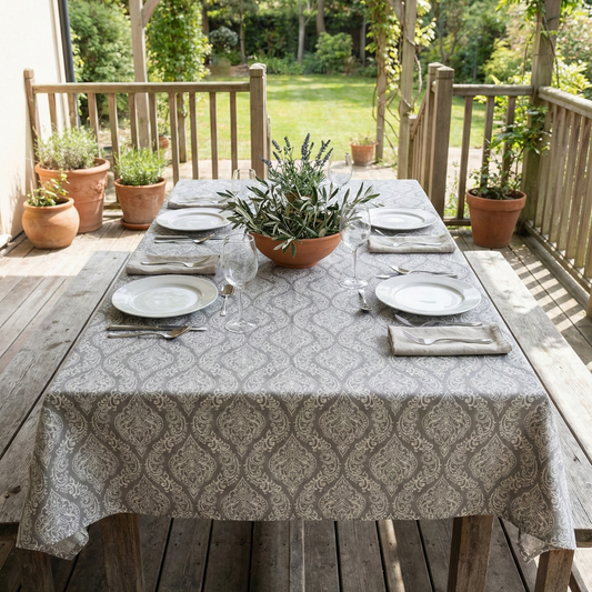 Mantel Rococó Gris | Antimanchas