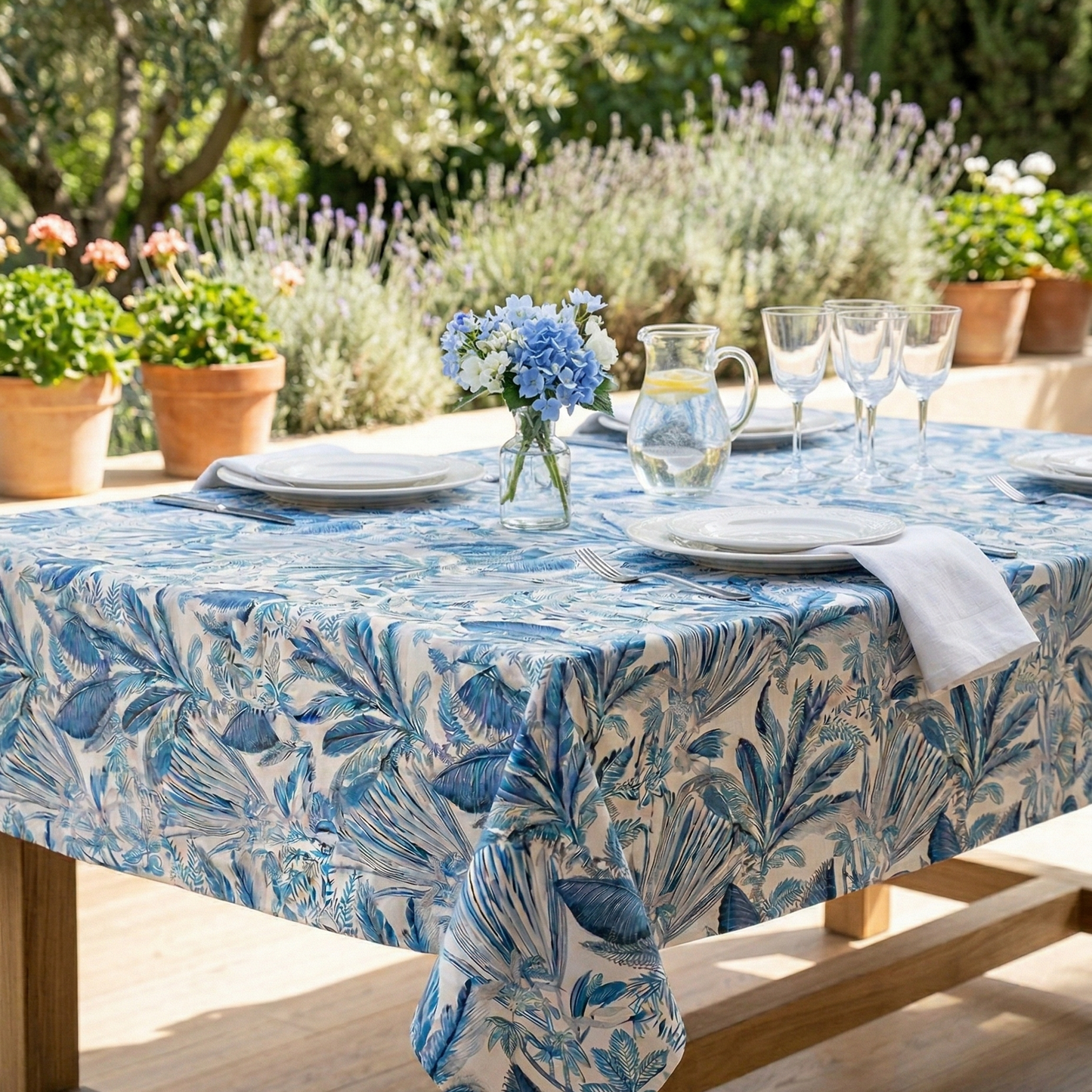 Mantel Hojas Azules | Antimanchas