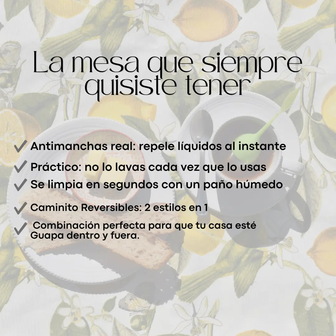 Pack Limones: Mantel Antimanchas + Caminito Reversible + 10%OFF + Envío Gratis Casa Guapa