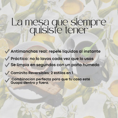 Pack Limones: Mantel Antimanchas + Caminito Reversible + 10%OFF + Envío Gratis Casa Guapa